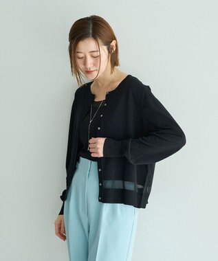 YECCA VECCA シアーMIXカーディガン Off White