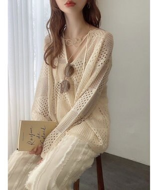 Green Parks ２ＷＡＹ透かし編みニットプルオーバー Ivory