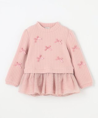 ANY KIDS ふくれジャガードリボンチュニック ピンク