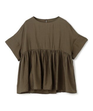 UNFILO ヴィンテージシアー ギャザーペプラムブラウス カーキ