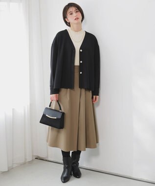 ANY SIS L カットジョーゼット カーディガン ブラック