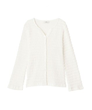 earth music&ecology 【予約】シャーリングカットカーディガン アイボリー