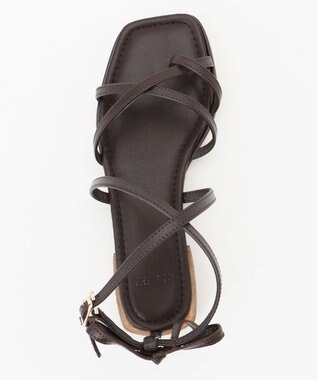 自由区 レースアップ サンダル ダークブラウン系