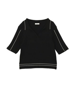 earth music&ecology ラインカラーポロニット ブラック