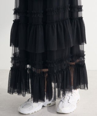 Green Parks ・ＥＬＥＮＣＡＲＥ　ＤＵＥチュールフリルティアードスカー Black