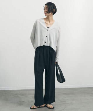 UNFILO 【セットアップ着用可/ウエストゴム】FINE MOVE ギャザーワイドパンツ ブラック