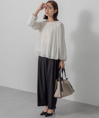 組曲 S 【WEB限定】ジョーゼットシフォンプリーツ ブラウス アイボリー系