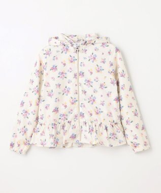 ANY KIDS フード取り外し 総柄 ブルゾン オフホワイト系花柄