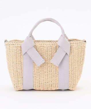 LA BAGAGERIE 【MONICA】リボンハンドル2WAYかごバッグ ライトグレー