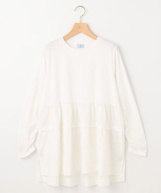 組曲 ストレッチ天竺ティアード ロングＴシャツ アイボリー系