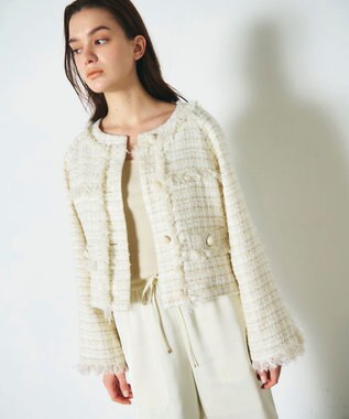 GRACE CONTINENTAL フリンジドルマンジャケット キナリ