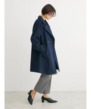 Green Parks ビーバー調テーラードカラーコート Navy