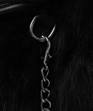 WEGO ファー巾着チェーンショルダー ブラック