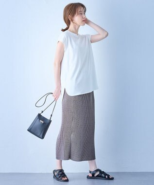 ANY L 【ウエストゴム】プリーツアイラインスカート グレー