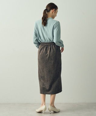 YECCA VECCA フラワー柄フェイクスエードスカート Charcoal Gray