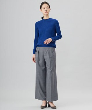 J.PRESS LADIES 【洗える】KNIT BASIC クルーネック ニット トップブルー系