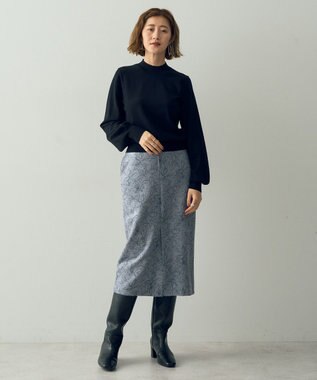 YECCA VECCA フラワー柄フェイクスエードスカート Charcoal Gray