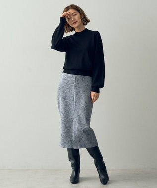 YECCA VECCA フラワー柄フェイクスエードスカート Charcoal Gray