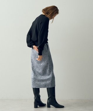 YECCA VECCA フラワー柄フェイクスエードスカート Charcoal Gray