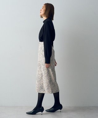 YECCA VECCA フラワー柄フェイクスエードスカート Charcoal Gray