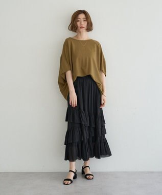 YECCA VECCA 異素材切替バックデザインプルオーバー Khaki
