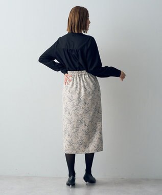 YECCA VECCA フラワー柄フェイクスエードスカート Charcoal Gray