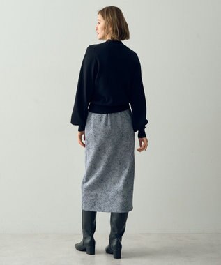 YECCA VECCA フラワー柄フェイクスエードスカート Charcoal Gray