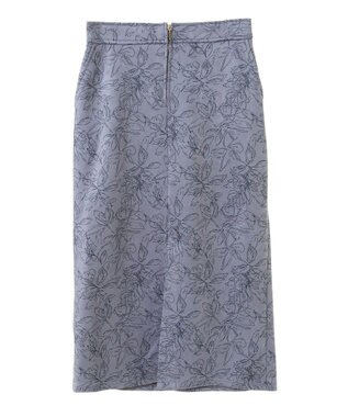 YECCA VECCA フラワー柄フェイクスエードスカート Charcoal Gray