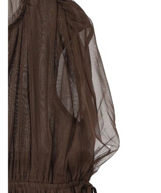 YECCA VECCA チュールギャザーブラウス Brown