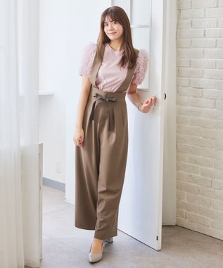 Feroux チュールスリーブ Tシャツ ピンク系