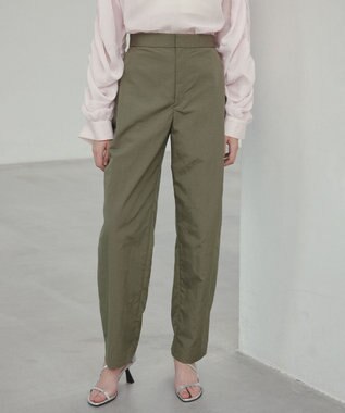 BEIGE， 【洗える】CROCUS / カービーシルエットタックパンツ