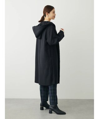 Green Parks フード付き裏ボアロングコーディガン Black