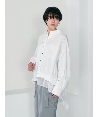 YECCA VECCA シアーMIXアシメシャツ Off White