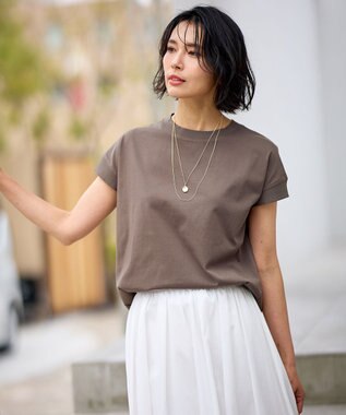 ANY ニットリブフレンチスリーブプルオーバー モカ