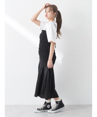 earth music&ecology ２ｗａｙシャーリングキャミワンピース Black