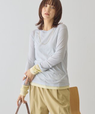 AMERICAN HOLIC 配色シアーレイヤードプルオーバー Yellow