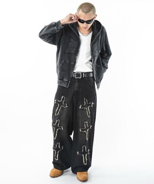 WEGO 【ユニセックス着用ITEM】フリンジデニムパンツ 柄4