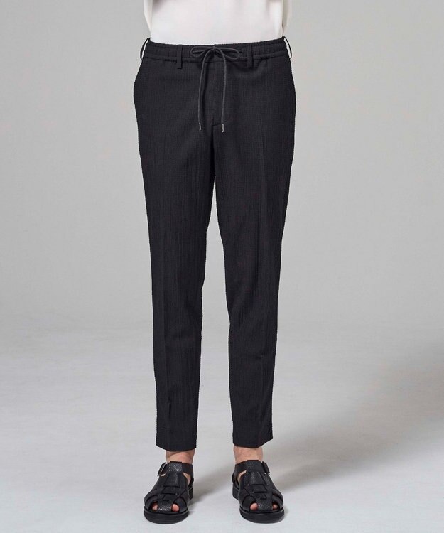 JOSEPH HOMME 新色追加【セットアップ対応】トリコサッカーストレッチ  ドロスト付テーパードパンツ / PEGG CONVERTIBLE ブラック系