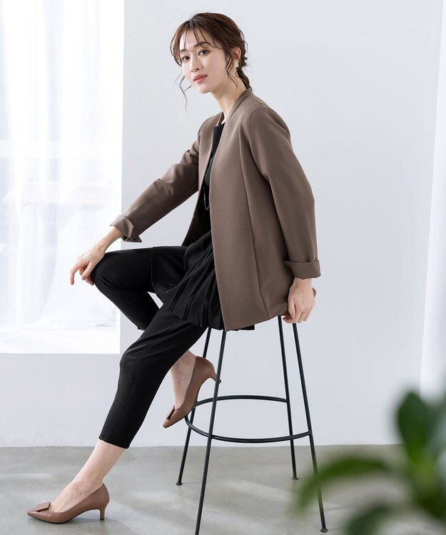 Tiaclasse 【洗える】ドロストテーパードパンツ ブラック