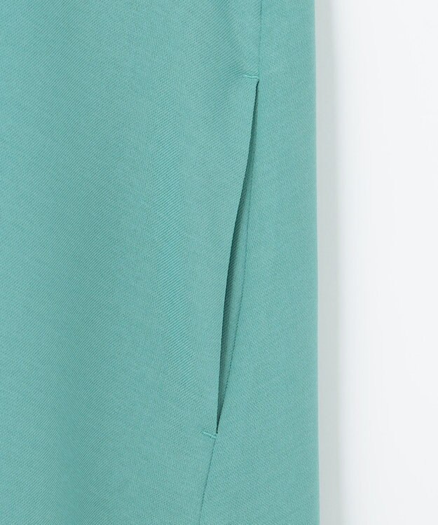 ANY 【洗える】バンドカラーとろみ ワンピース ターコイズ