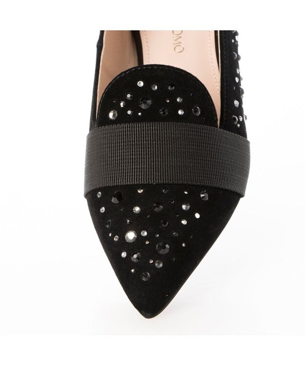 MODE ET JACOMO <MODE ET JACOMO>ラインストーン付きフラットパンプス ブラックスエード