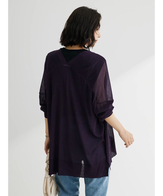 Green Parks 接触冷感シアーニットカーディガン Deep Purple