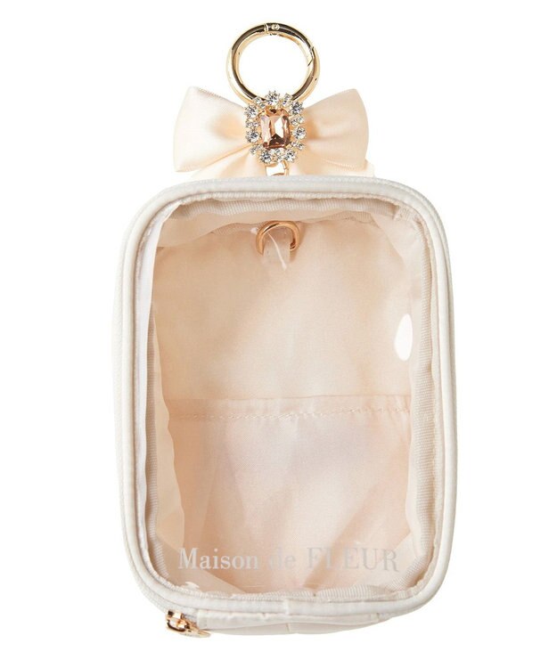 Maison de FLEUR ビジューリボンクリアポーチS Ivory