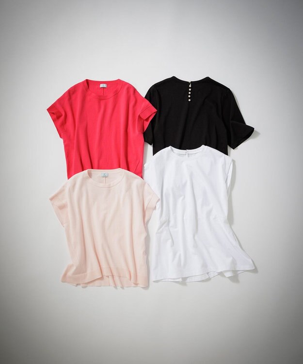 組曲 【洗える・型崩れしにくい】CHAI ニットTシャツ ピンク系