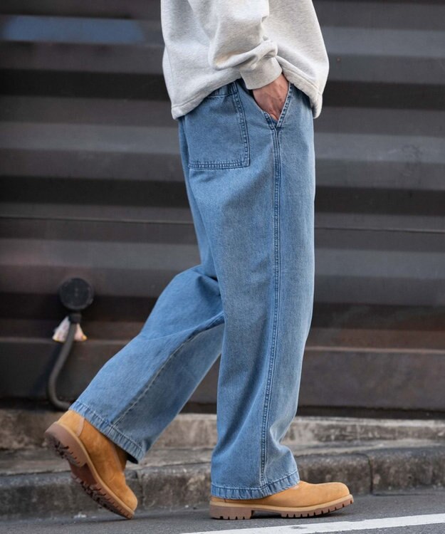 WEGO 【ユニセックス着用ITEM/ウエストゴム】ユルフィットデニムイージーパンツ デニム淡色