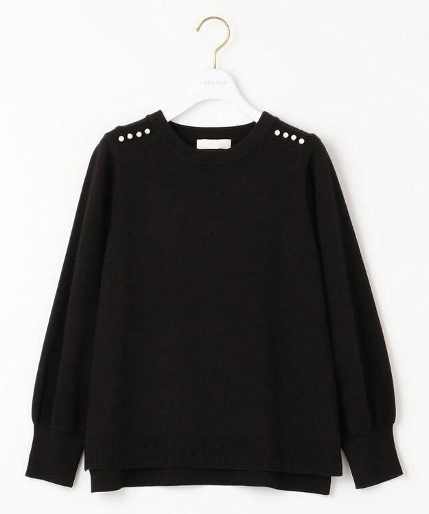 ANY SIS 【Oggi1月号掲載】ショルダーパール調 ニット ブラック