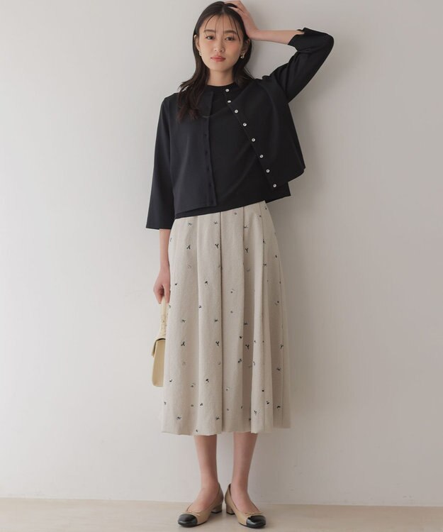 組曲 マイラックカラー カーディガン ブラック系