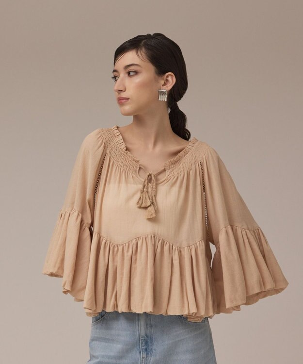 GRACE CONTINENTAL バルーンカフタントップ ベージュ