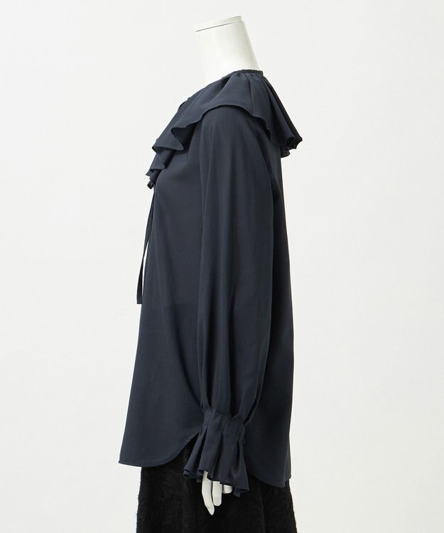 23区 【GOLD LABEL】シアーコットン ラッフル襟 ブラウス ダルブルー系