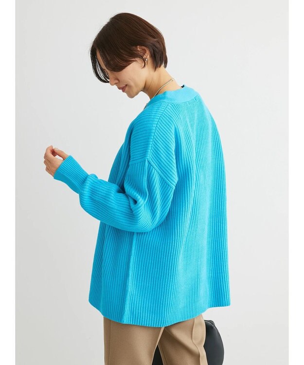 Green Parks 洗える　Ｖネックニットカーディガン Blue
